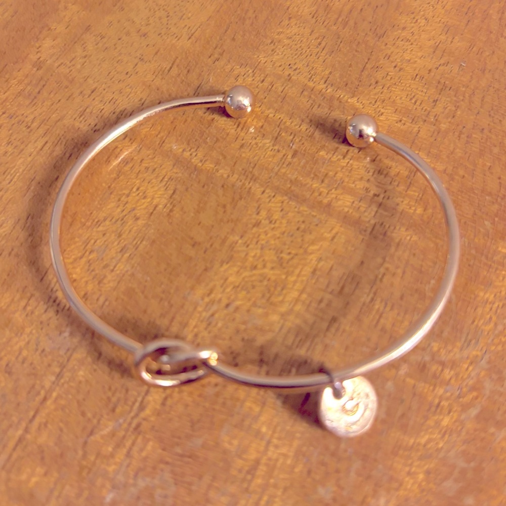 Letter C Charm Gold Bangle Bracelet